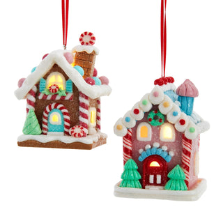 PRE-ORDER Battery Operated Light-Up Gingerbread House Ornament D5021