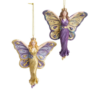 Pre-Order Purple & Gold Butterfly Wing Lady Ornaments Set E1140