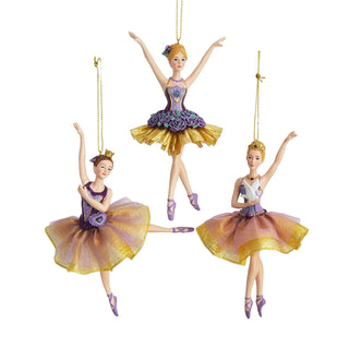 Pre-Order Ballet Purple & Gold Ballerina Ornaments Set E1141