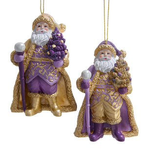 Pre-Order Purple & Gold Santa Ornament Set E1142