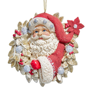 Pre-Order Holiday Diamonds Santa In Wreath Ornament E1165