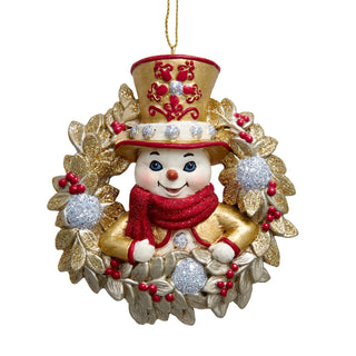 Pre-Order Holiday Diamonds Snowman In Wreath Ornament E1166