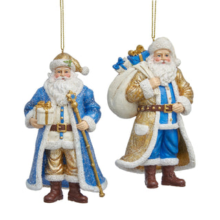 Pre-Order Blue & Gold Santa Ornament Set E1187