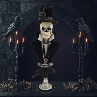 Karen Didion Winston Pedestal Halloween Skull Figurine HA22-01R