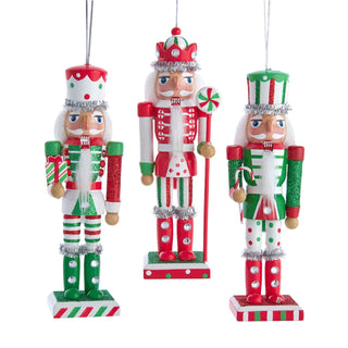 Pre-Order 6" Red, Green & White With Stripes & Polka Dots Nutcracker Ornament Set