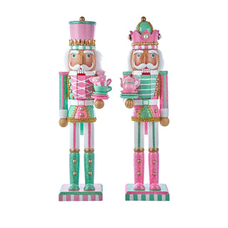 Pre-Order Tea Time Pink & Green Nutcracker Set w/teapot or teacups F2473