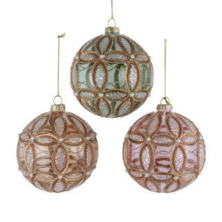 Pre-Order Embellished Glass Pastel Ball Ornament Set F2487