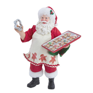 PRE-ORDER Fabriché™™ Gingerbread Chef Santa Holding Tray Of Decorated Gingerbread FA0236