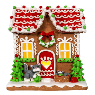 Pre-Order Battery Operated LED Gingerbread House With Cats GBJ0063