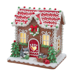 Pre-Order Battery Operated LED Gingerbread House With Cats GBJ0063