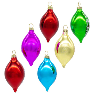 PRE-ORDER 88MM Glass Multicolor Reflector With White Glitter Drop Ornament Set  GG1125