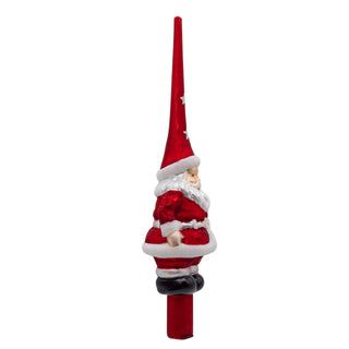 Pre-order 12.2" Glass Red Santa Finial Treetop GG1128