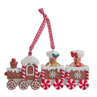 PRE-ORDER Gingerbread Boy & Girl On Train Ornament H5705