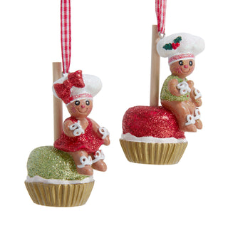 PRE-ORDER Gingerbread Boy & Girl on Candy Apple Ornament Set H5712