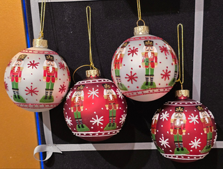 Kurt Adler Set of 4 3" Glass Nutcracker Design Ball Ornaments