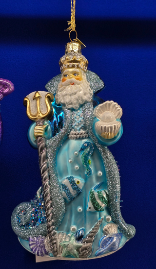 Coastal Bellissimo Glass Under The Sea Santa Christmas Ornament BELL0034