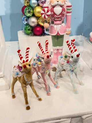 Christmas Candied Blue Pastel Deer, 12 inches