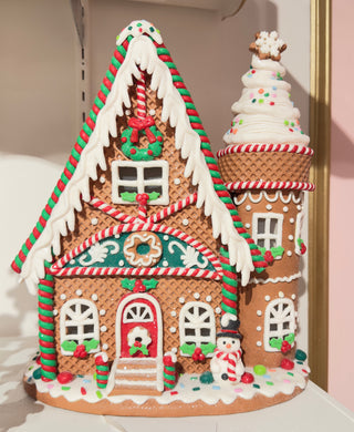 PRE-ORDER  Raz 12" Lighted Ice Cream Cone  Gingerbread House 4516676
