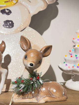 PRE-SALE Raz Retro Deer with Wreath Vintage Christmas Figure Set of 2 4419000/01