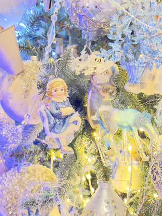 3.75" Blue & Platinum Ice Skating Girl Ornaments Set E1033