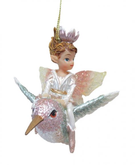 December Diamonds Fairy on a Hummingbird Ornament 79-81490