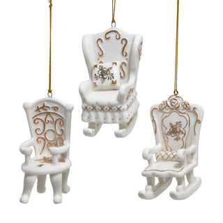 Pre-Order High Tea Time Porcelain Gold & White Chair Ornament Set J7858