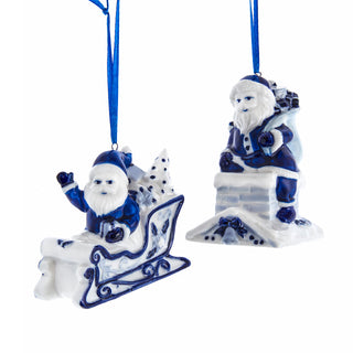 PRE-ORDER Porcelain Delft Blue & White Santa Ornament Set J7859