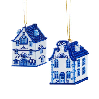 Pre-Order Delft Resin Blue & White House Ornament Set J7863