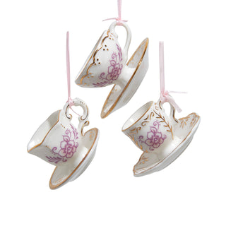 Pre-Order High Tea Time Pink Floral Porcelain Tea Cup Ornament J7864