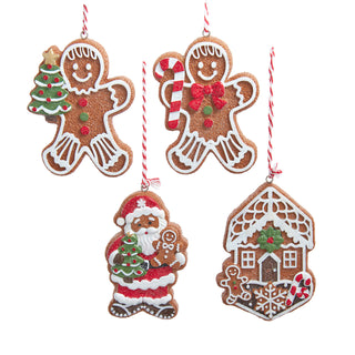 PRE-ORDER Gingerbread House, Boy, Girl & Santa Ornament Set  J7869
