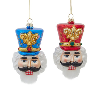 PRE-ORDER Glass Red & Blue Nutcracker Head Ornament Set J9052