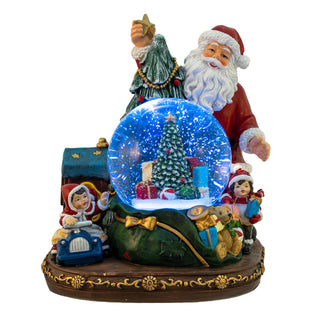 Pre-Order 100MM Musical Santa With Children & Tree Water Globe JEL1435