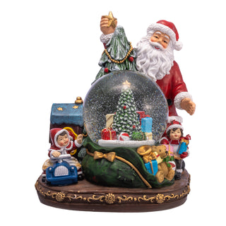 Pre-Order 100MM Musical Santa With Children & Tree Water Globe JEL1435