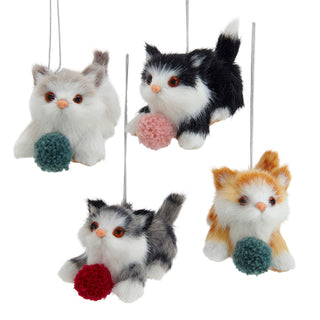 Pre-Order Furry Cats With Yarn Balls Ornament Set L0509