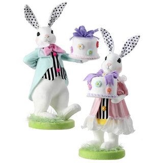 Regency 15.75 Styro Dressed Bunny Girl or Boy Stripes Black White MT26012