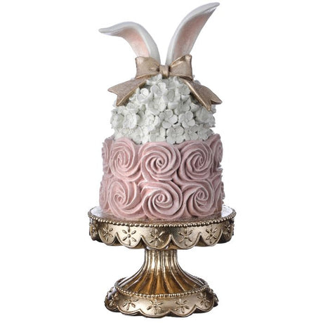 PRE-ORDER-Regency 13.5" Resin Easter Cake Bunny Ear/Pedestal MT26072