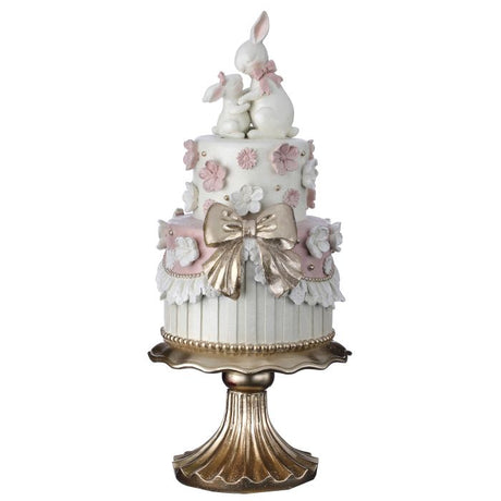 PRE-ORDER-Regency 18" Resin Double Layer Cake w/Bunny MT26073