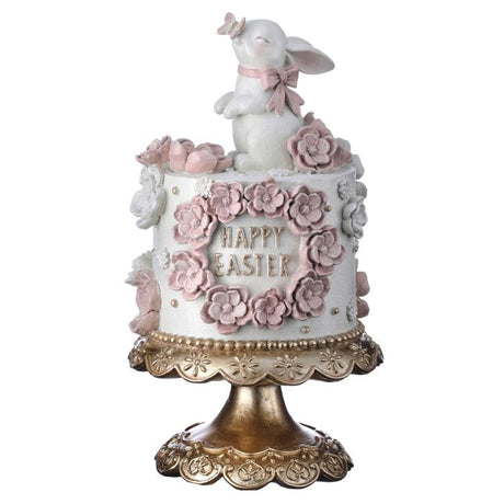 PRE-ORDER-Regency 12.5" Resin Happy Easter Cake W/Bunny MT26074