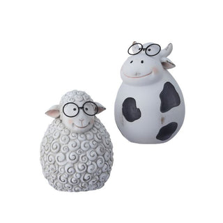Regency  6.75" Resin Cow Sheep with glasses Set MT26088