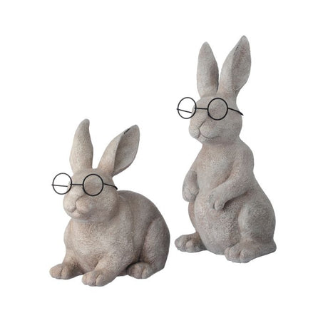 PRE-ORDER-Regency 11.5-15.5" Outdoor Resin Bunny Set with Glasses MT26093