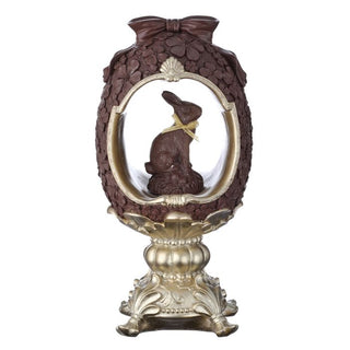 Regency 12" Resin Chocolate Egg on Pedestal w/Bunny MT26199