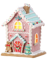 Regency 8.5"LED Battery Timer Pink Pastel Sweets Gingerbread House