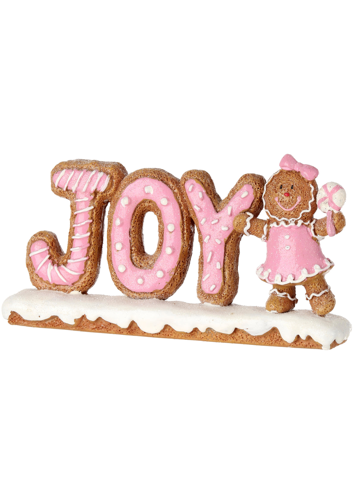 6" Gingerbread JOY Candy Christmas Table Centerpiece Sign