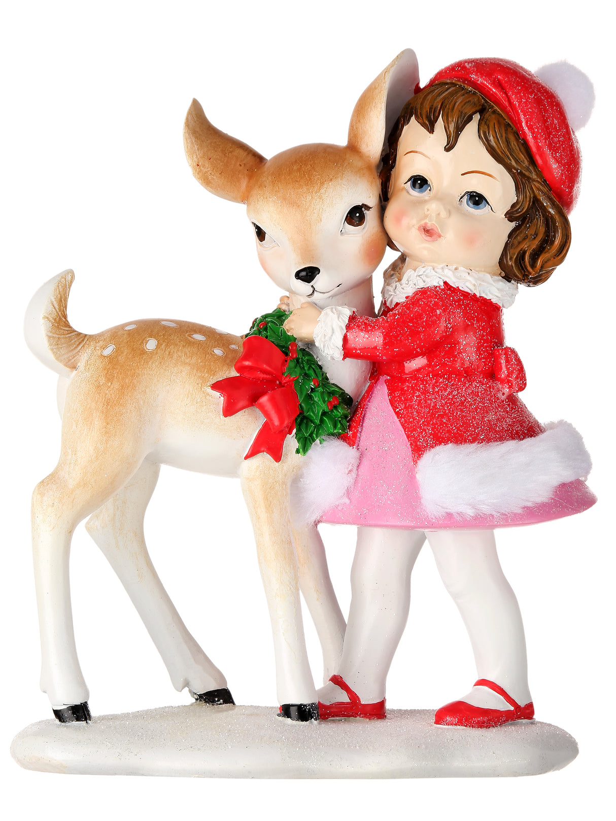 7" Christmas Deer with Child Figurine