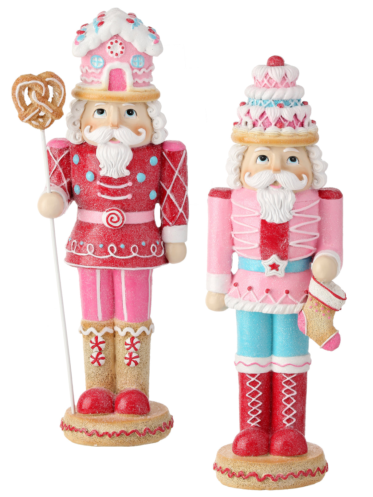 Regency 12.5" Red Pink Candy Sweet Nutcracker Toy Soldier Christmas Figure Set of 2