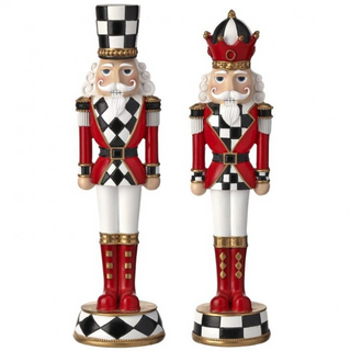 Black, White Checkered Nutcracker on Base MTX73310