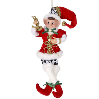 Fabric Pixie Elf W Diamond Check Ornament  MTX74216