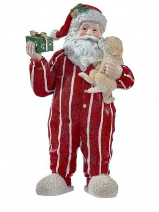 Regency 12" RESIN SANTA W/PAJAMAS AND DOG MTX77399
