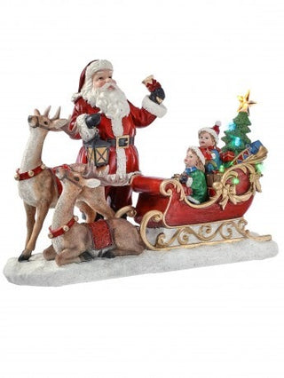 Pre-Order LED Santa Sleigh w Children Battery Timer MTX77595