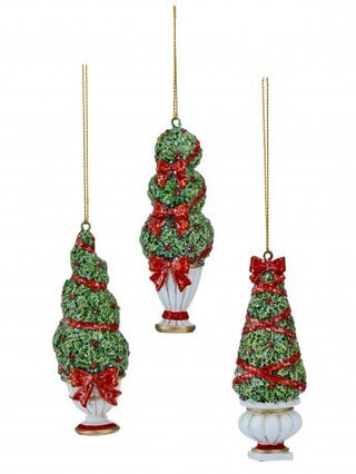 Pre-Order Resin Potted Topiary Ornament Set MTX77624-RedGreen